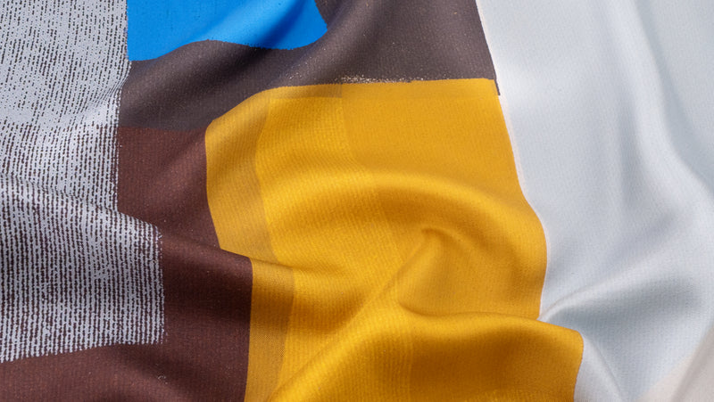 The Soft Geometry Silk Scarf — draped silk twill