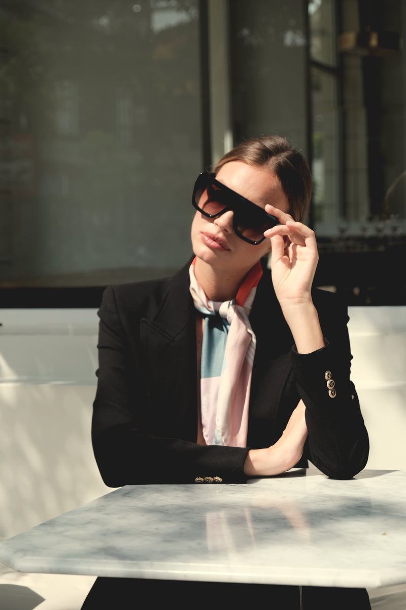 The Colour Story Silk Scarf — styled for a minimalist travel wardrobe